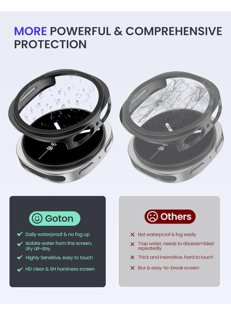 جراب واقي شاشة لساعة سامسونج جالاكسي ووتش 8 مقاس 44 مم مع زجاج مقوى، عبوة واحدة من غطاء حماية صلب من البولي كربونات لساعة جالاكسي ووتش 8 - مقاوم للضباب، سريع الاستجابة للمس (أسود) - Image 5